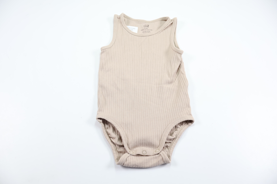 Ribbet bodysuit fra H&M - Størrelse 80 - Beige