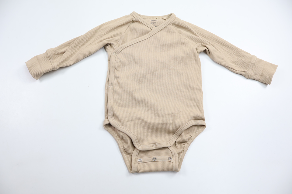 Ribbad omlottbody från Lindex - Storlek 62 - Beige