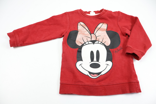 Sweatshirt med Minnie fra H&M - Størrelse 92 - Vinrød
