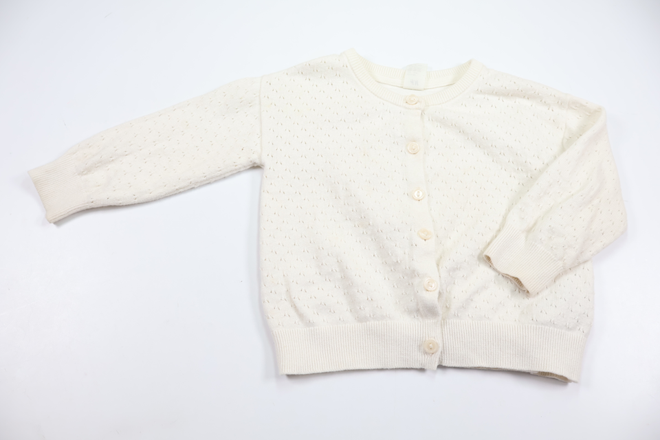 Strikket cardigan fra H&M - Størrelse 86 - Hvid