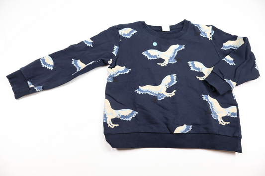 Sweatshirt med fugle fra Lindex - Størrelse 116 - Marineblå