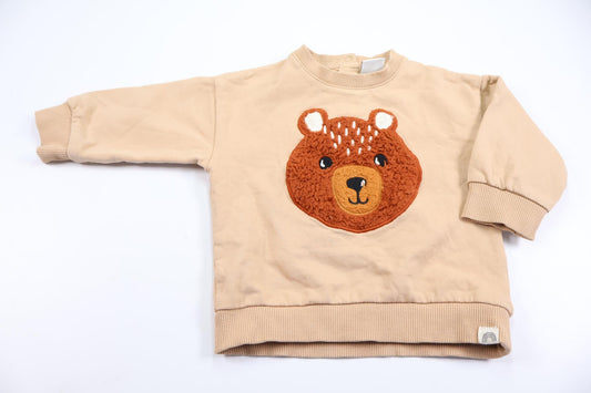 Sweatshirt med bamse fra Lindex - Størrelse 68 - Beige