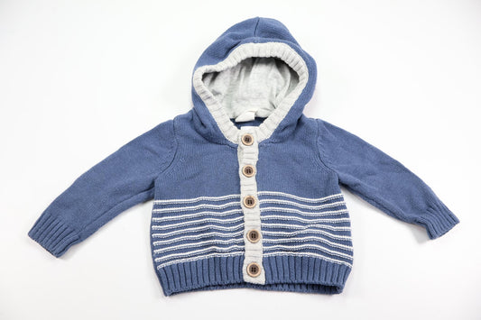 Strikket hættetrøje fra H&M - Størrelse 56 - Blå