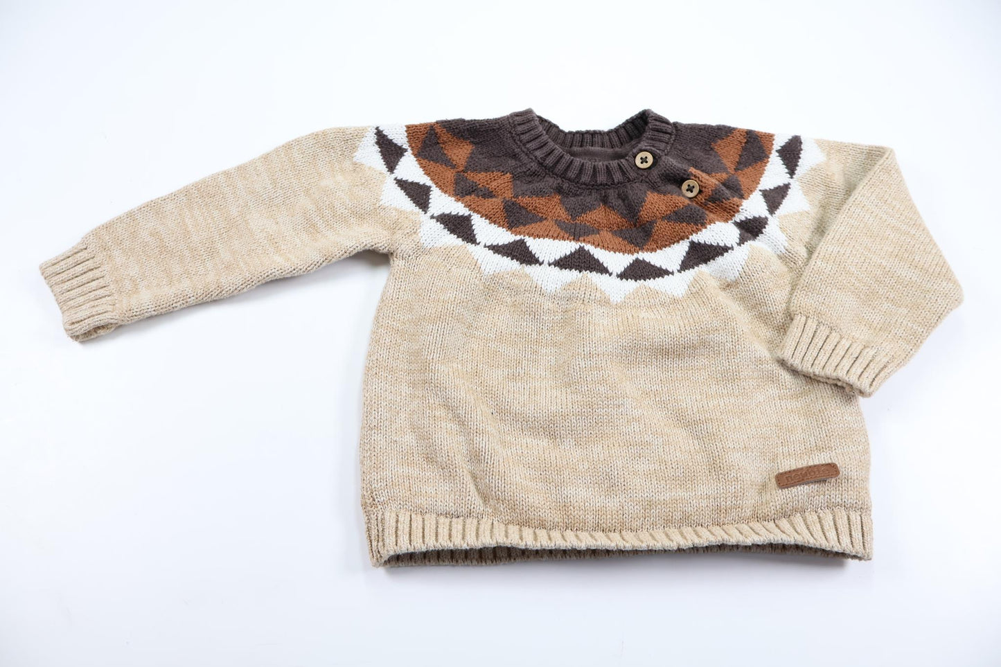 Strikket sweater fra Newbie - Størrelse 74 - Beige