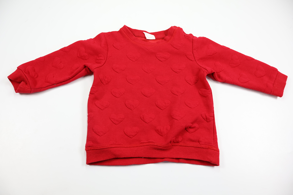 Sweatshirt med hjerter fra H&M - Størrelse 74 - Rød