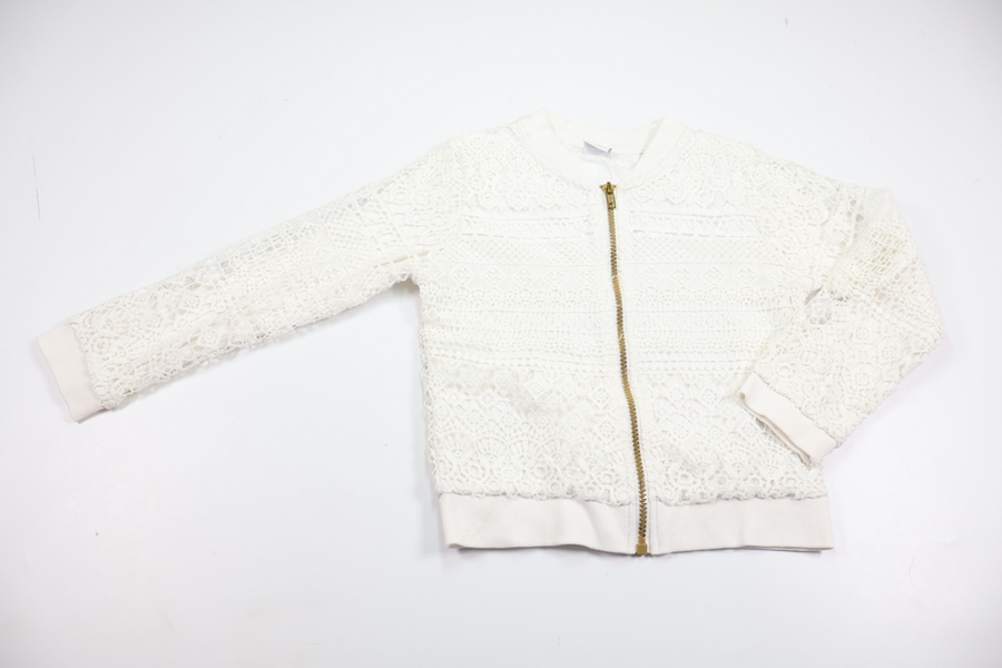 Cardigan med blonde fra Lindex - Størrelse 110/116 - Hvid