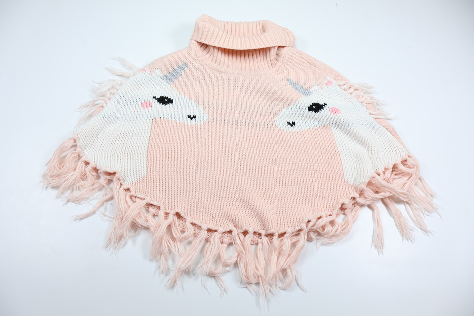 Strikket poncho fra H&M - Størrelse 110/128 - Rosa