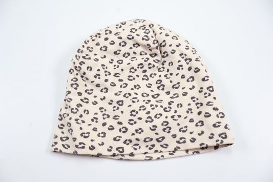 Hue med leopardmønster fra H&M - Størrelse 74/80 - Råhvid