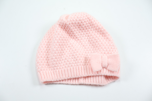 Strikket hue med sløjfe fra H&M - Størrelse 110/116 - Rosa