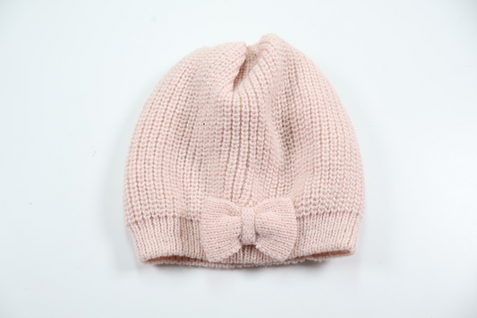 Strikket hue med sløjfe fra H&M - Størrelse 92/104 - Rosa