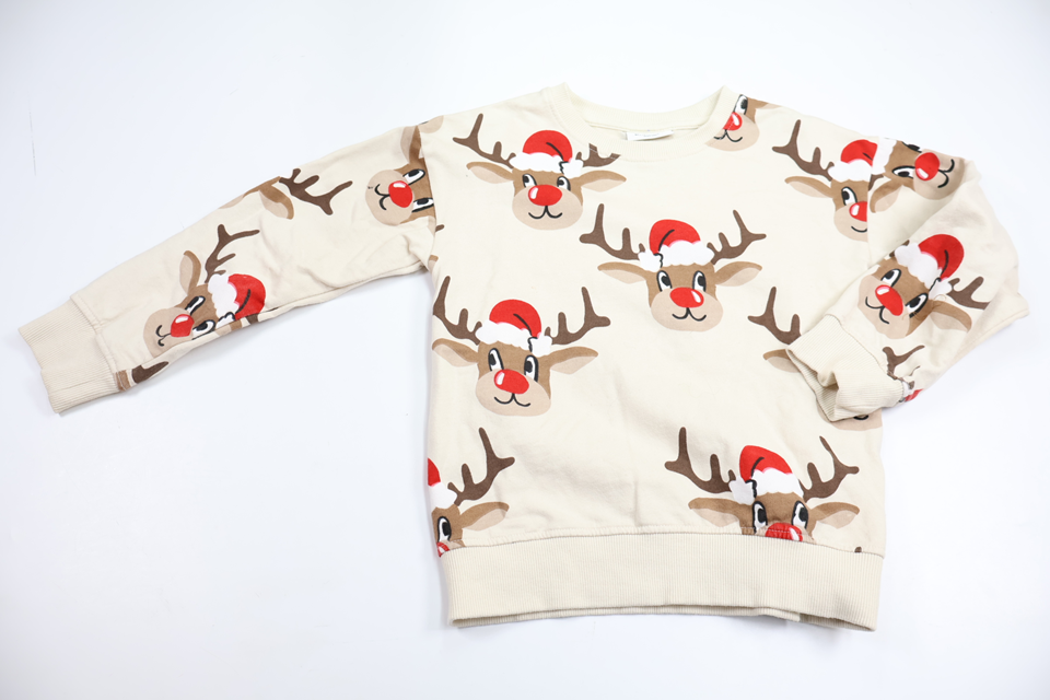 Sweatshirt med rensdyr fra Kappahl - Størrelse 110/116 - Benhvid
