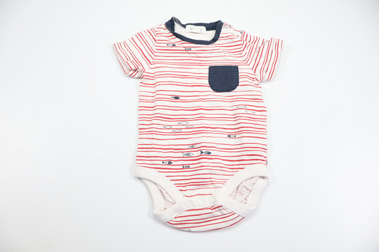 Stribet bodysuit fra Newbie - Størrelse 56 - Hvid