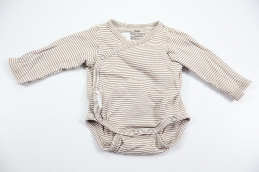 Randig omlottbody från H&M - Storlek 50 - Beige