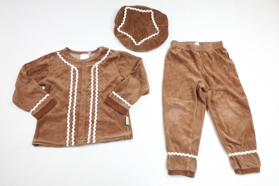 Peberkagekostume i fleece fra Den Goda Fen - Størrelse 98/104 - Brun