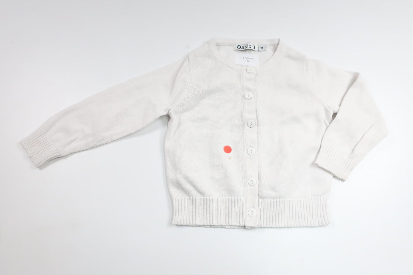 Strikket cardigan fra Basic U - Størrelse 74 - Hvid