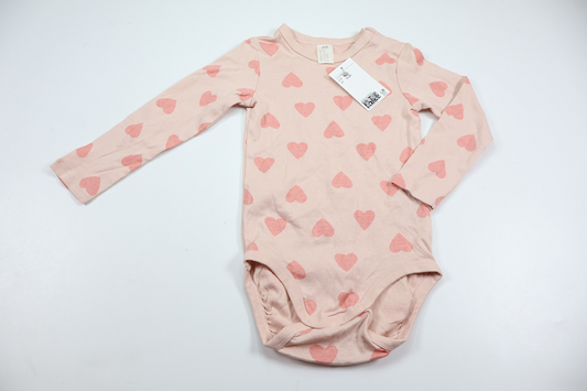 Body med hjerter fra H&M - Størrelse 92 - Rosa