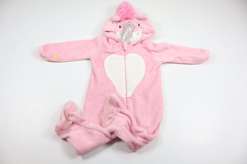 Jumpsuit i fleece enhjørning fra Inextenso - Størrelse 80 - Rosa