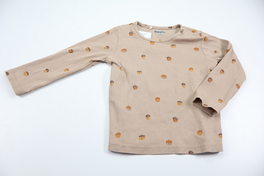 Ribbet trøje fra Rikiki - Størrelse 86 - Beige