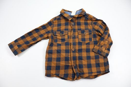 Skjorte med tern fra H&M - Størrelse 74 - Brun