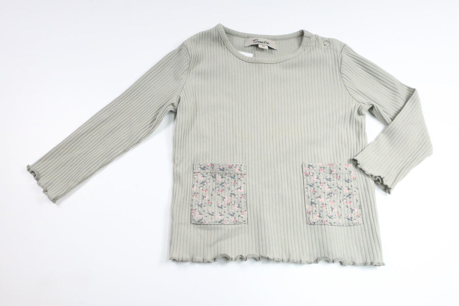Ribstrikket sweater fra Sweetie - Størrelse 86 - Grøn