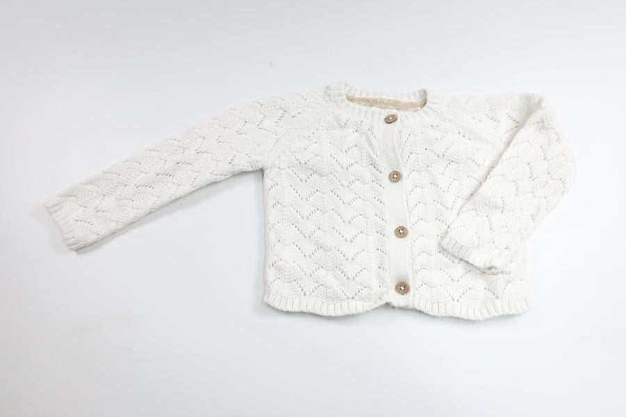 Strikket cardigan fra Newbie - Størrelse 74 - Hvid