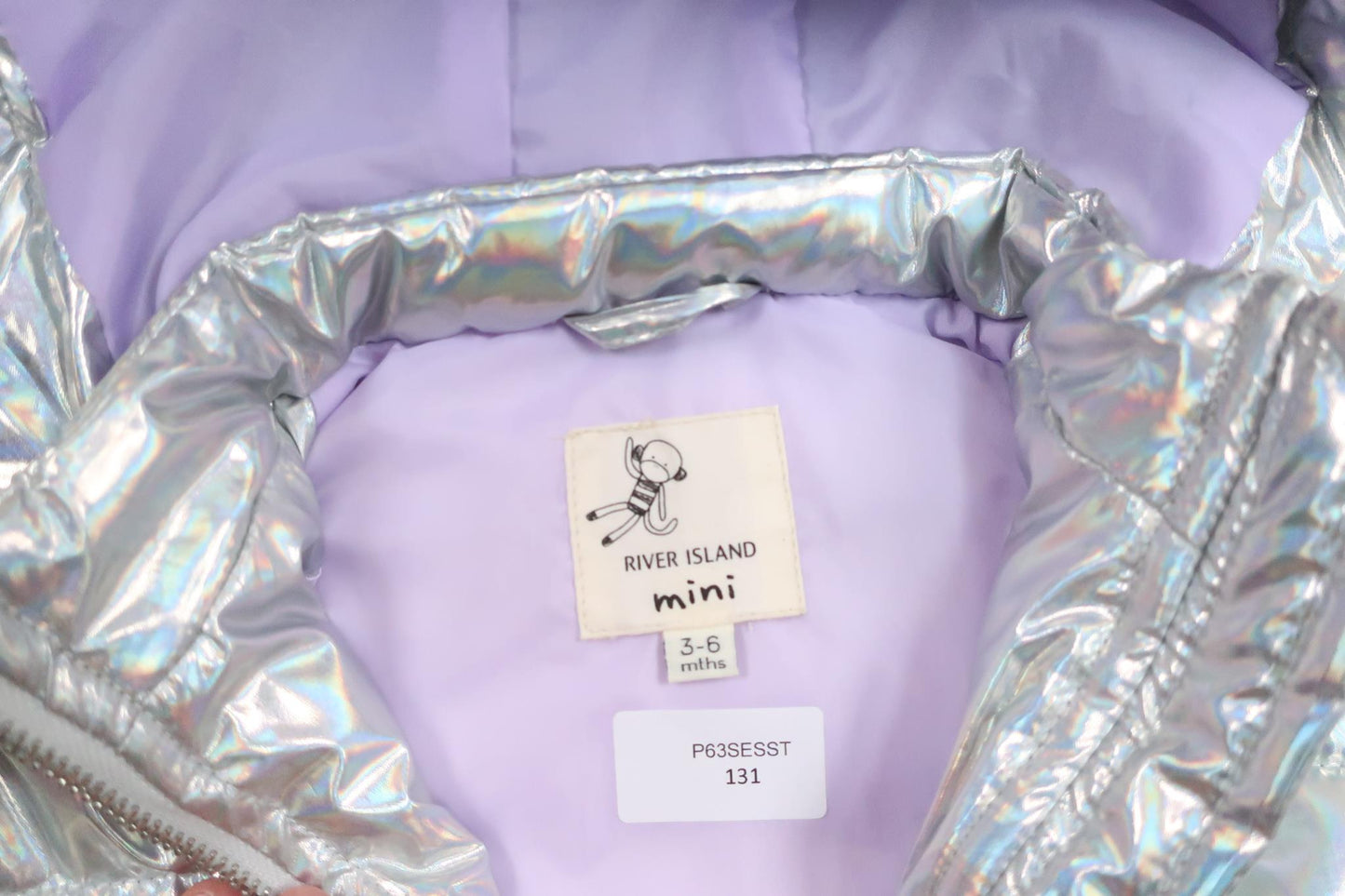 River Island Mini Metallic Vatteret Jakke - Størrelse 62/68 - Grå