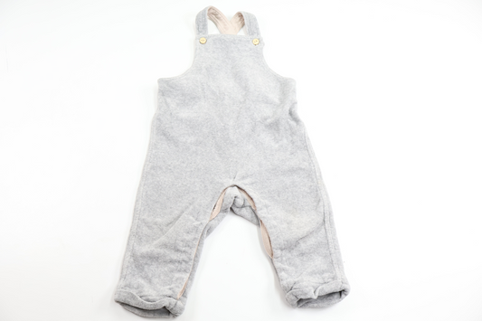 Fodrade hängselbyxor i fleece från H&M - Storlek 80 - Grå
