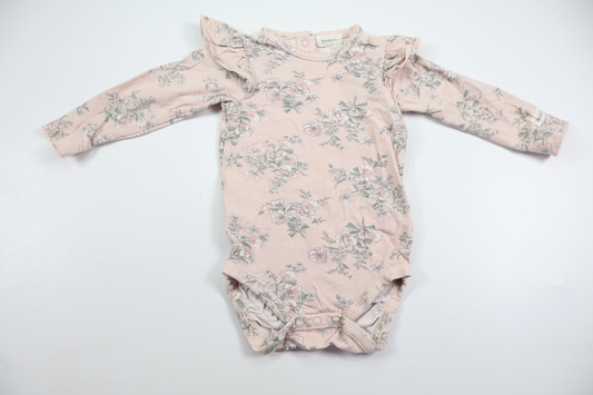 Blomsterbody fra Newbie - Størrelse 68 - Lyserød