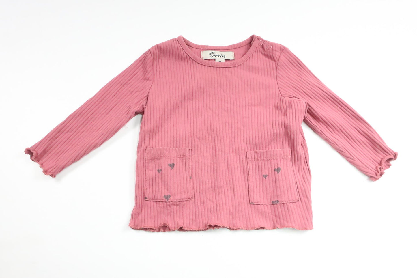 Ribstrikket sweater fra Sweetie - Størrelse 74 - Lyserød