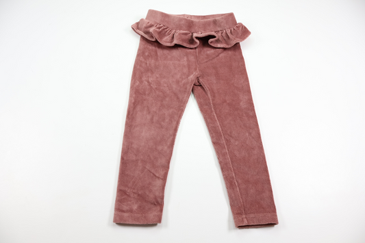 Ribbade byxor med volang från PompdeLux - Storlek 92 - Rosa