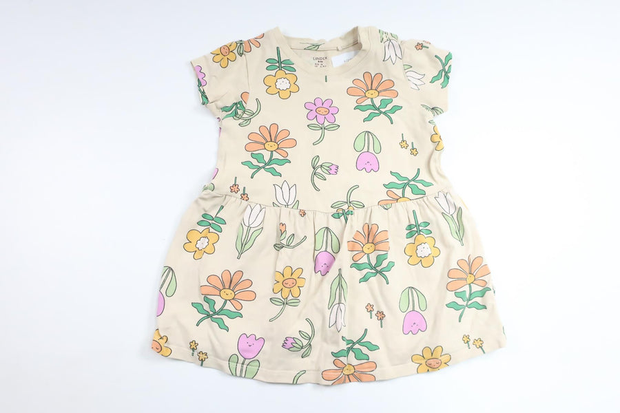 Blomsterkjole fra Lindex - Størrelse 74 - Beige