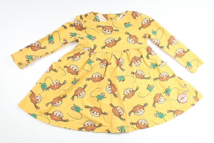 Kjole fra Pippi Langstrømpe - Størrelse 92 - Gul