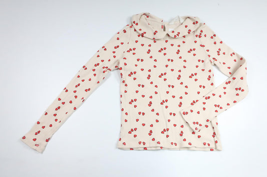 Ribstrikket sweater med hjerter fra H&M - Størrelse 128/134 - Off-white