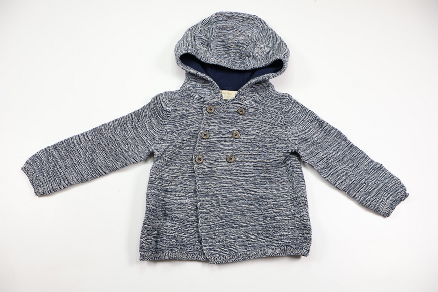 Strikket hoodie fra Lupilu - Størrelse 74/80 - Marineblå