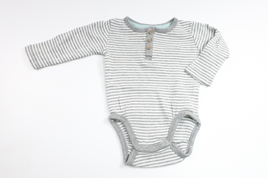 Stribet bodysuit fra H&M - Størrelse 62 - Grå