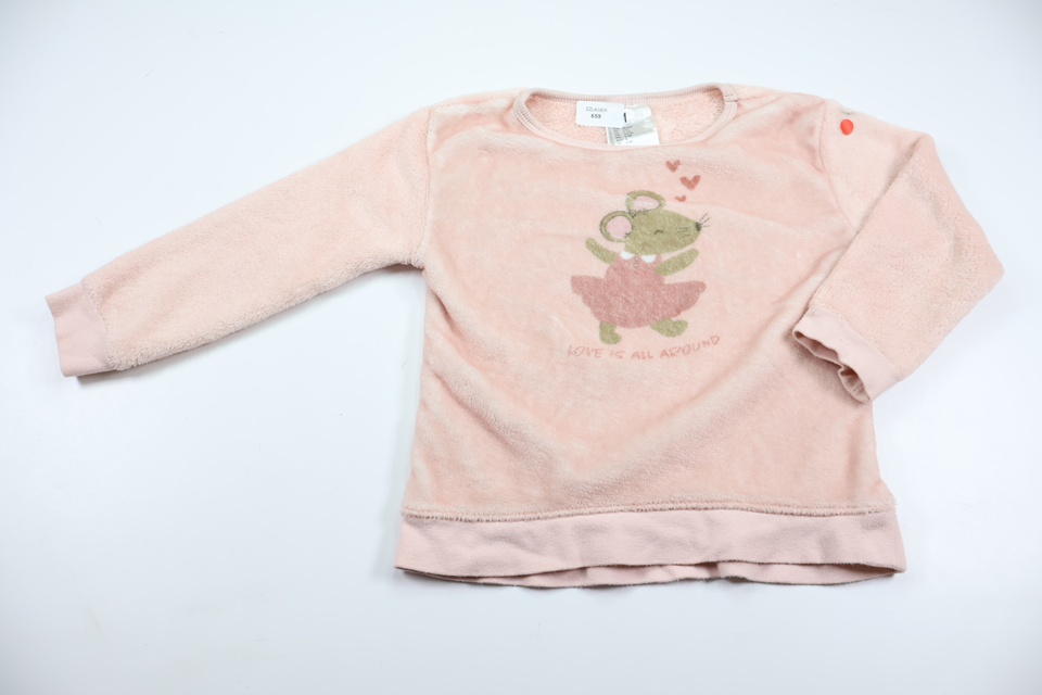 Fleece pyjamasoverdel fra H&M - Størrelse 98/104 - Rosa