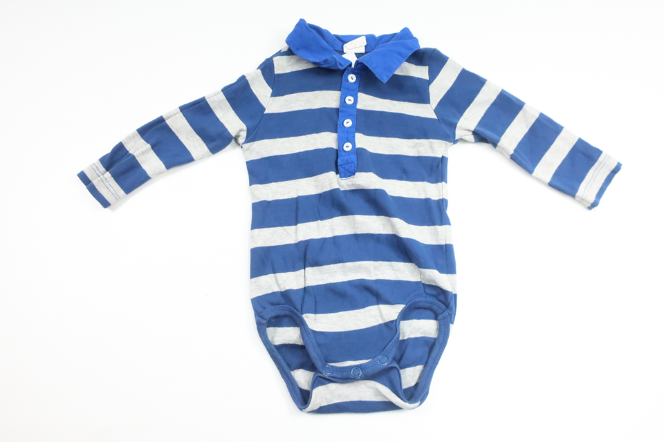 Stribet bodysuit fra H&M - Størrelse 74 - Blå