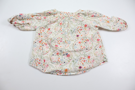 Blomsterbluse fra H&M - Størrelse 68 - Hvid