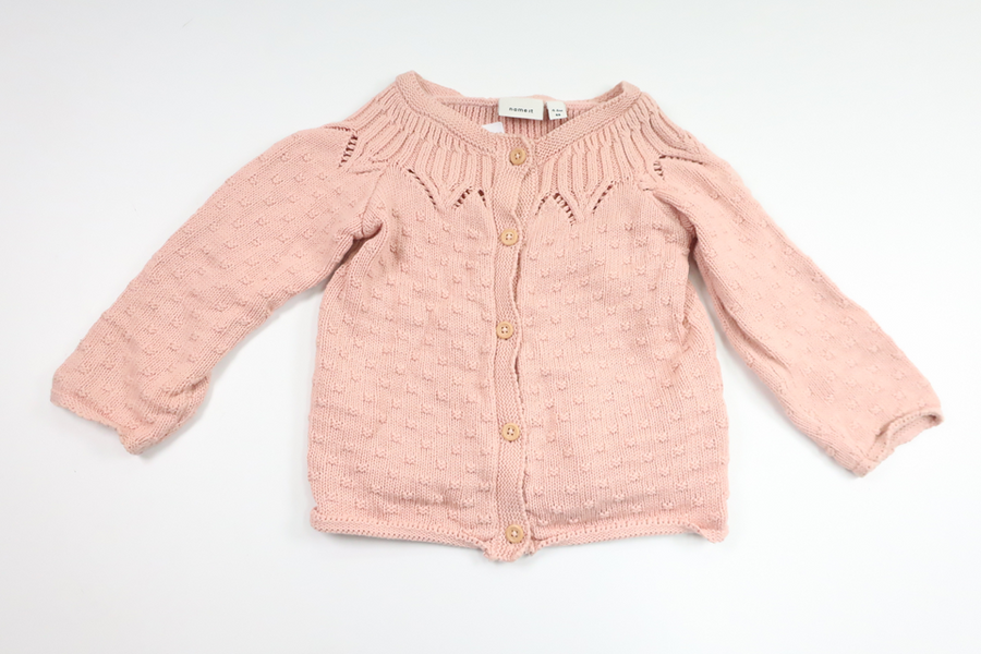 Strikket cardigan fra Name It - Størrelse 68 - Lyserød
