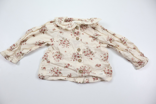 Blomstret bluse fra Newbie - Størrelse 62 - Råhvid