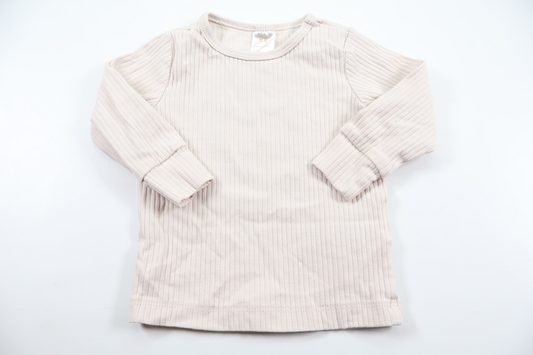 Ribstrikket trøje fra H&M - Størrelse 68 - Beige