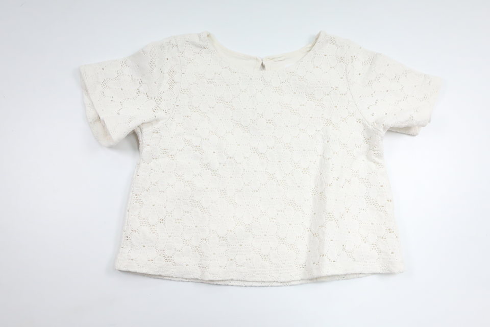 Blomsterbroderet sweater fra H&M - Størrelse 110/116 - Hvid