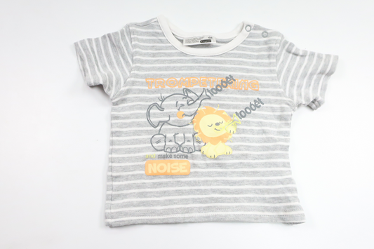 Stribet t-shirt fra Ergee - Størrelse 68 - Grå