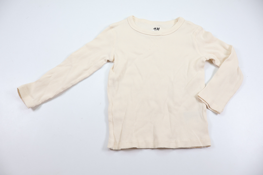 Ribstrikket sweater fra H&M - Størrelse 98/104 - Off-white