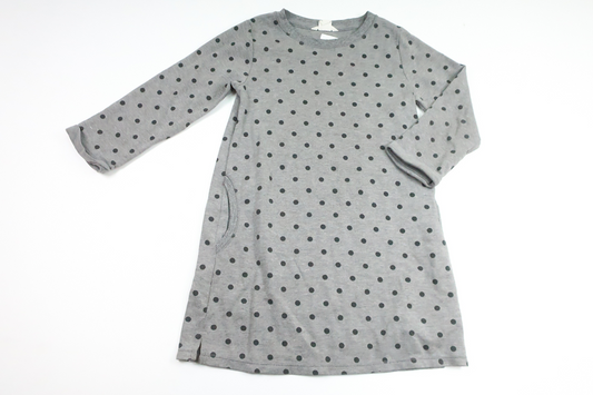 Prikket sweatshirtkjole fra H&M - Størrelse 122/128 - Grå