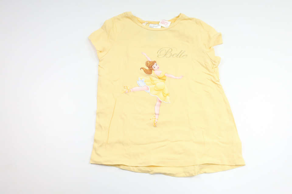 Pyjamastop med Belle fra H&M - Størrelse 122/128 - Gul