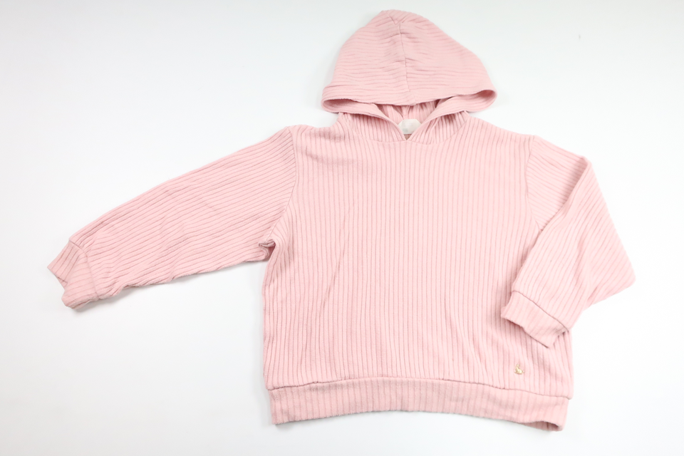 Ribstrikket hættetrøje fra H&M - Størrelse 116 - Lyserød