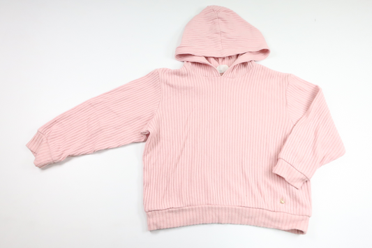 Ribstrikket hættetrøje fra H&M - Størrelse 116 - Lyserød