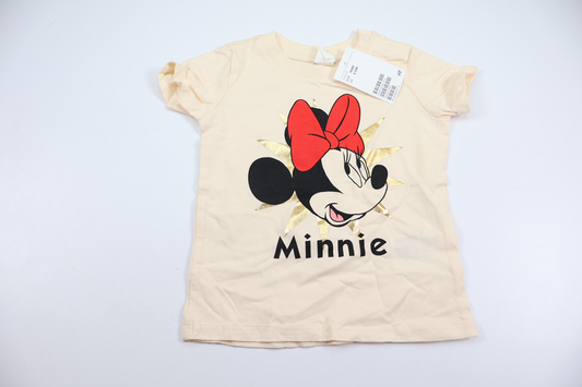 T-shirt med Minnie fra H&M - Størrelse 74/80 - Råhvid