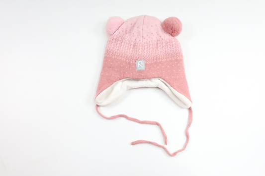Strikket hue i uld og fleece fra Reima - Størrelse 52 - Lyserød